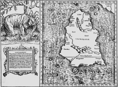 Tabula Asiae XII, isola di Toprobana da Sebastian Munster